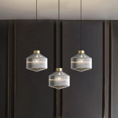 Contemporary Nordic Carbon Steel Textured Glass 1-Light Pendant Light For Living Room