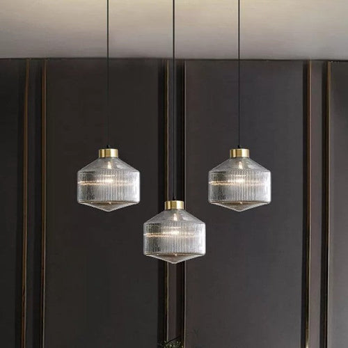 Contemporary Nordic Carbon Steel Textured Glass 1-Light Pendant Light For Living Room