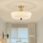 Modern Mid-century Brass Stainless Steel Acrylic Round Dome Semi-flush Mount Light for Living Room