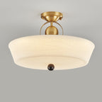 Modern Mid-century Brass Stainless Steel Acrylic Round Dome Semi-flush Mount Light for Living Room