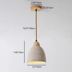 Modern Mid-century Wood & Cement Round Dome 1-light Pendant Light for Living Room BulbSquare