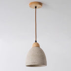Modern Mid-century Wood & Cement Round Dome 1-light Pendant Light for Living Room BulbSquare