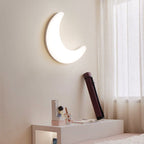 Modern Minimalist Iron & Acrylic Moon LED Wall Sconce Lamp For Kids Bedroom