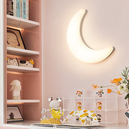 Modern Minimalist Iron & Acrylic Moon LED Wall Sconce Lamp For Kids Bedroom
