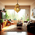 Modern Art Deco Iron Hollow Carved Stove-Shaped 1-Light Pendant Light For Living Room