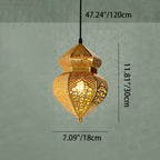 Modern Art Deco Iron Hollow Carved Stove-Shaped 1-Light Pendant Light For Living Room