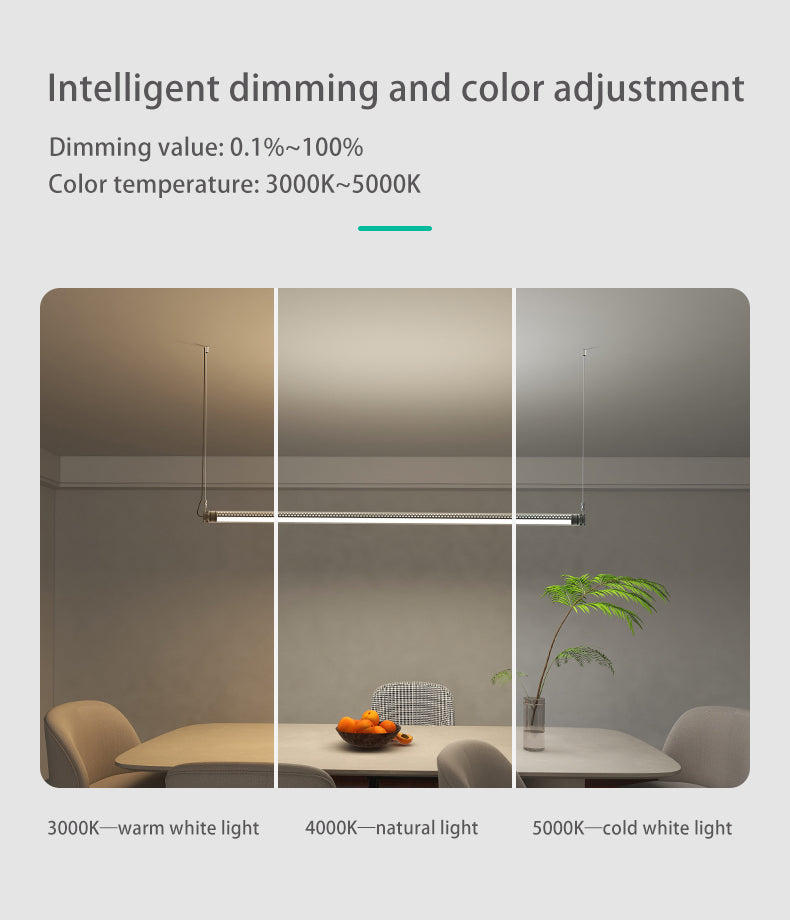 Dimmable LED Pendant Light - Industrial Aluminum Linear Lighting for Home Office SCON