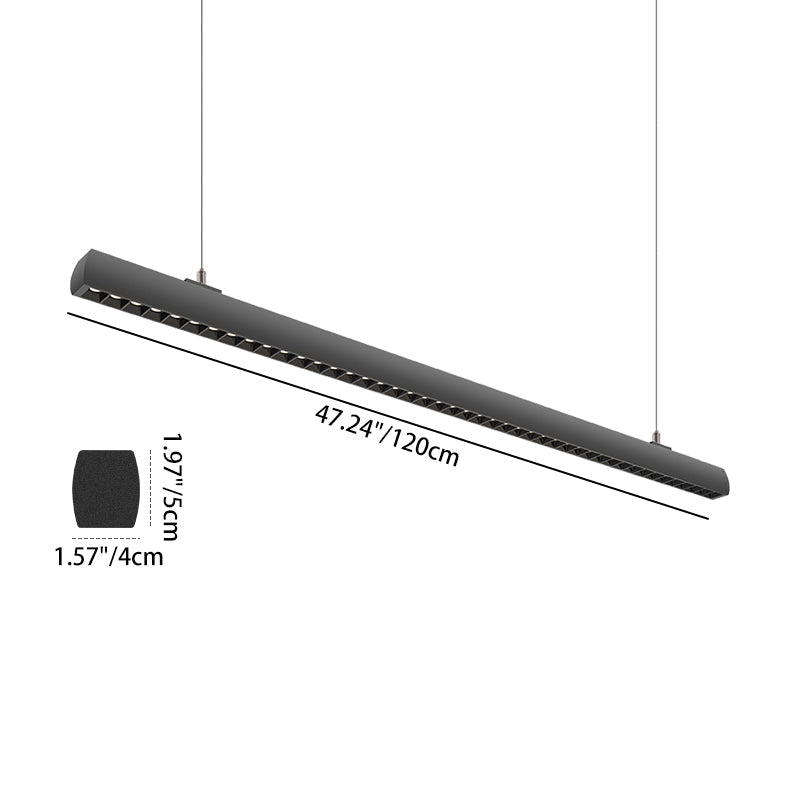 Anti-glare LED Hanging Linear Light - Modern Black Pendant Light for Home Office