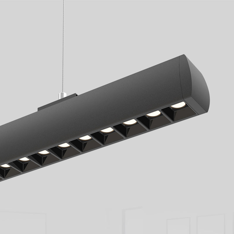 Anti-glare LED Hanging Linear Light - Modern Black Pendant Light for Home Office