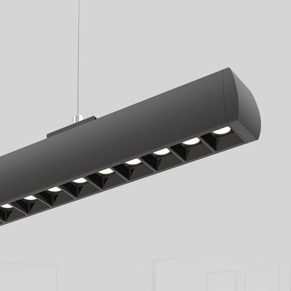 Anti-glare LED Hanging Linear Light - Modern Black Pendant Light for Home Office