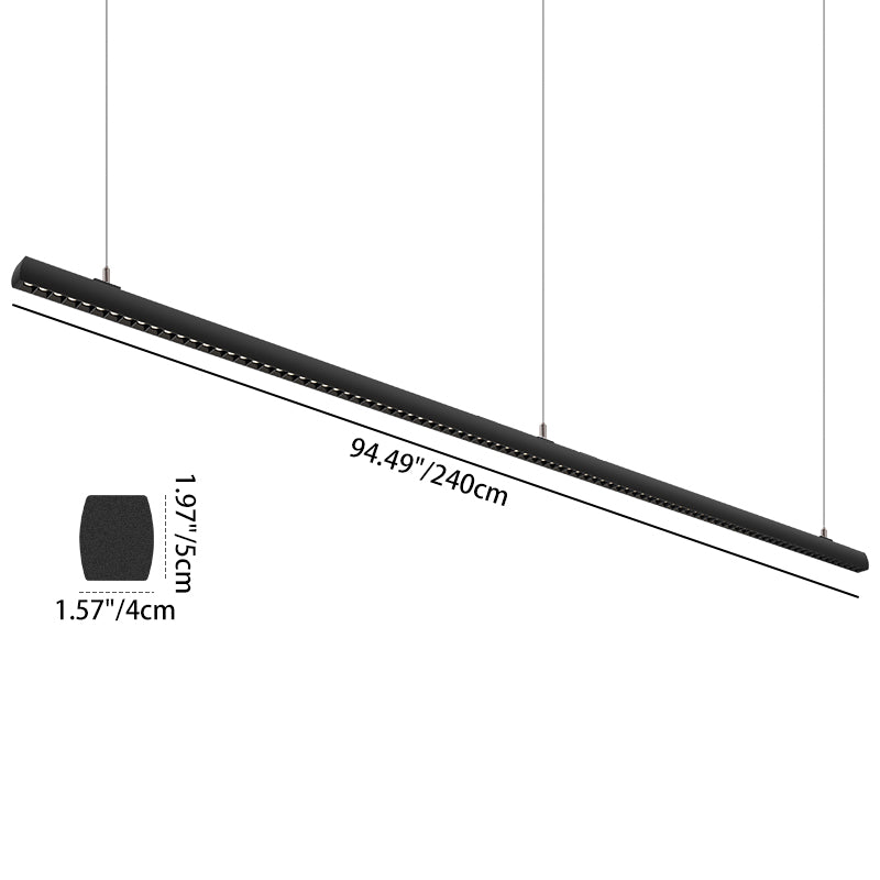 Anti-glare LED Hanging Linear Light - Modern Black Pendant Light for Home Office