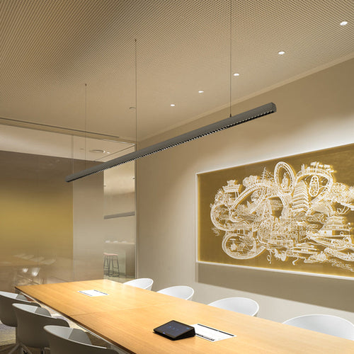 Anti-glare LED Hanging Linear Light - Modern Black Pendant Light for Home Office