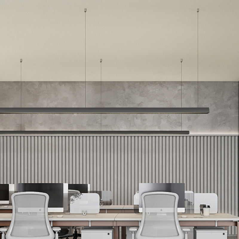 Anti-glare LED Hanging Linear Light - Modern Black Pendant Light for Home Office