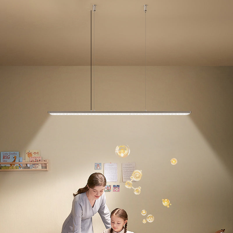 Full Spectrum Eye-Care LED Linear Pendant Light - Modern Dimmable Hanging Lamp For Kids Study & Home Office