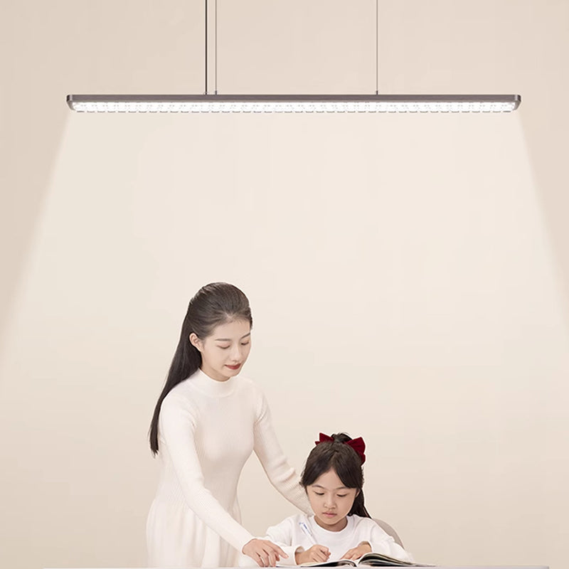 Full Spectrum Eye-Care LED Linear Pendant Light - Modern Dimmable Hanging Lamp For Kids Study & Home Office