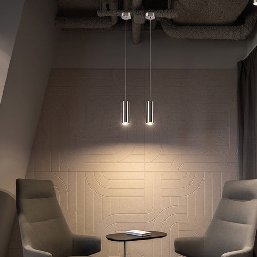 Industrial LED Cylinder Pendant Light - Adjustable Hanging Spot Light For Home Office & Reception