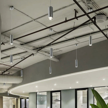 Industrial LED Cylinder Pendant Light - Adjustable Hanging Spot Light For Home Office & Reception