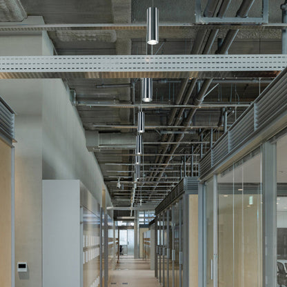 Industrial LED Cylinder Pendant Light - Adjustable Hanging Spot Light For Home Office & Reception