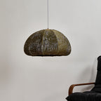 Traditional French Fabric Oval Semi-Dome 6-Light Pendant Light for Dining Room, Bedroom, Living Room