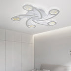 Contemporary Creative Metal & Acrylic Windmill Round LED Semi-Flush Mount Ceiling Light For Bedroom Living Room