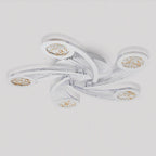 Contemporary Creative Metal & Acrylic Windmill Round LED Semi-Flush Mount Ceiling Light For Bedroom Living Room