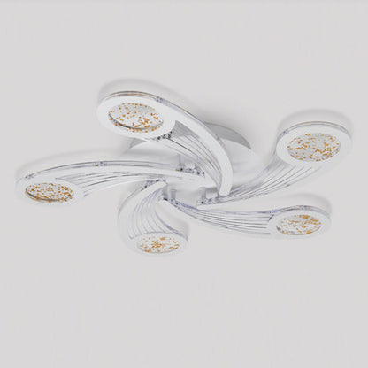 Contemporary Creative Metal & Acrylic Windmill Round LED Semi-Flush Mount Ceiling Light For Bedroom Living Room