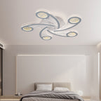 Contemporary Creative Metal & Acrylic Windmill Round LED Semi-Flush Mount Ceiling Light For Bedroom Living Room