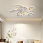 Contemporary Creative Metal & Acrylic Windmill Round LED Semi-Flush Mount Ceiling Light For Bedroom Living Room
