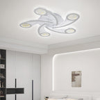 Contemporary Creative Metal & Acrylic Windmill Round LED Semi-Flush Mount Ceiling Light For Bedroom Living Room