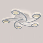 Contemporary Creative Metal & Acrylic Windmill Round LED Semi-Flush Mount Ceiling Light For Bedroom Living Room