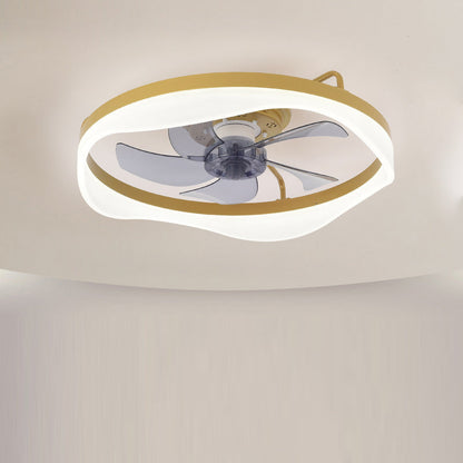Modern Minimalist Iron & Aluminum Round LED Flush Mount Ceiling Fan Light For Bedroom And Living Room
