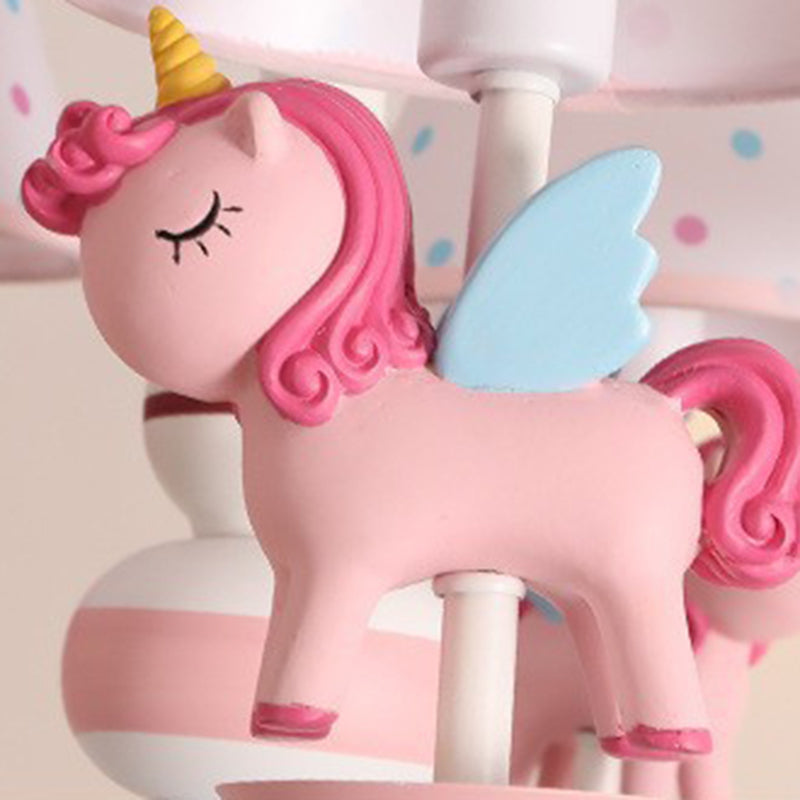 Lumendat Contemporary Creative Iron & Resin Round Tapered 5-Light Unicorn Chandelier For Kids Bedroom And Living Room Lumendat