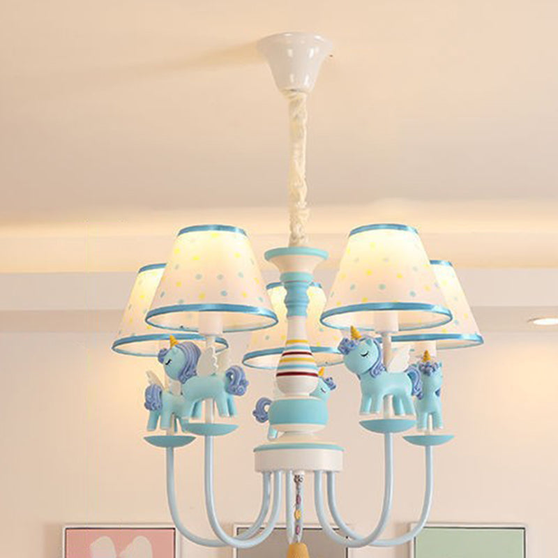 Lumendat Contemporary Creative Iron & Resin Round Tapered 5-Light Unicorn Chandelier For Kids Bedroom And Living Room Lumendat