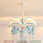 Lumendat Contemporary Creative Iron & Resin Round Tapered 5-Light Unicorn Chandelier For Kids Bedroom And Living Room Lumendat
