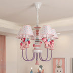 Lumendat Contemporary Creative Iron & Resin Round Tapered 5-Light Unicorn Chandelier For Kids Bedroom And Living Room Lumendat