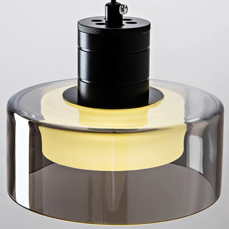Contemporary Nordic Iron & Glass Cylinder LED Pendant Light for Bedroom & Living Room