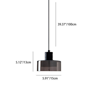 Contemporary Nordic Iron & Glass Cylinder LED Pendant Light for Bedroom & Living Room