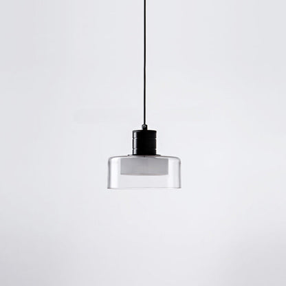 Contemporary Nordic Iron & Glass Cylinder LED Pendant Light for Bedroom & Living Room
