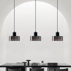 Contemporary Nordic Iron & Glass Cylinder LED Pendant Light for Bedroom & Living Room BulbSquare