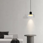 Contemporary Nordic Iron & Glass Cylinder LED Pendant Light for Bedroom & Living Room BulbSquare