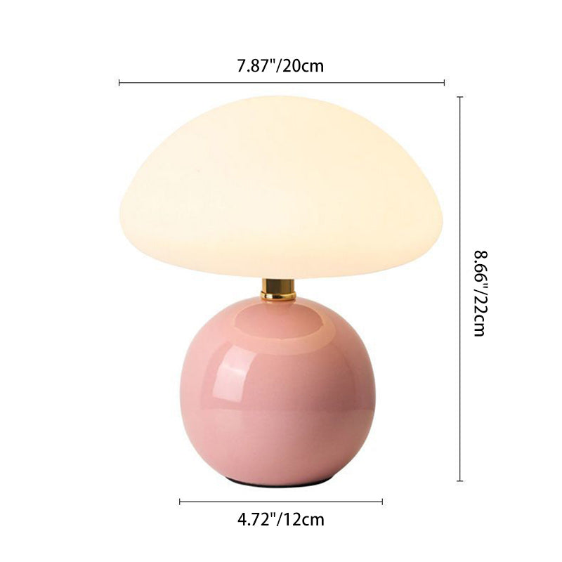 Modern Art Deco Ceramic & Rotational Molding Mushroom-Shaped LED Table Lamp For Bedroom & Living Room Lumendat