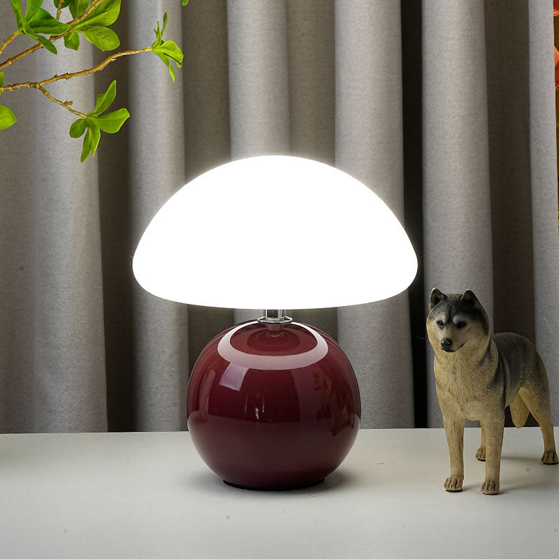 Modern Art Deco Ceramic & Rotational Molding Mushroom-Shaped LED Table Lamp For Bedroom & Living Room Lumendat