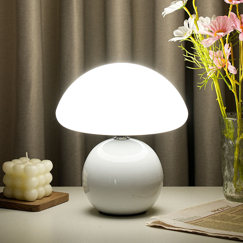 Modern Art Deco Ceramic & Rotational Molding Mushroom-Shaped LED Table Lamp For Bedroom & Living Room Lumendat