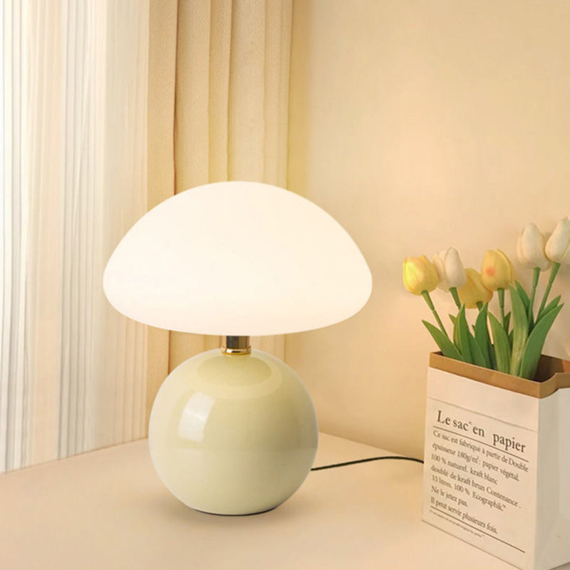 Modern Art Deco Ceramic & Rotational Molding Mushroom-Shaped LED Table Lamp For Bedroom & Living Room Lumendat