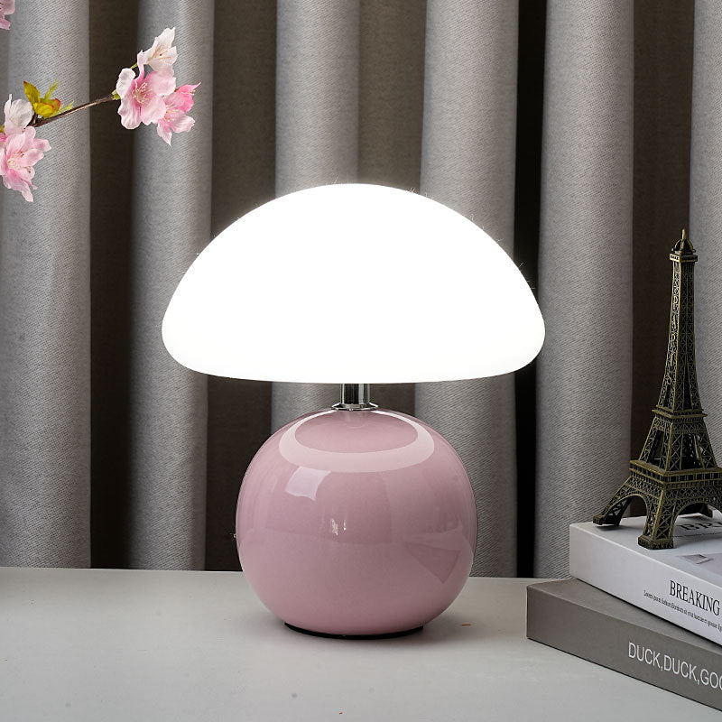 Modern Art Deco Ceramic & Rotational Molding Mushroom-Shaped LED Table Lamp For Bedroom & Living Room Lumendat