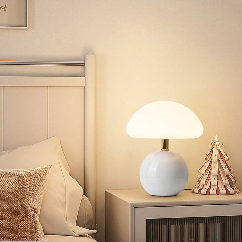 Modern Art Deco Ceramic & Rotational Molding Mushroom-Shaped LED Table Lamp For Bedroom & Living Room Lumendat