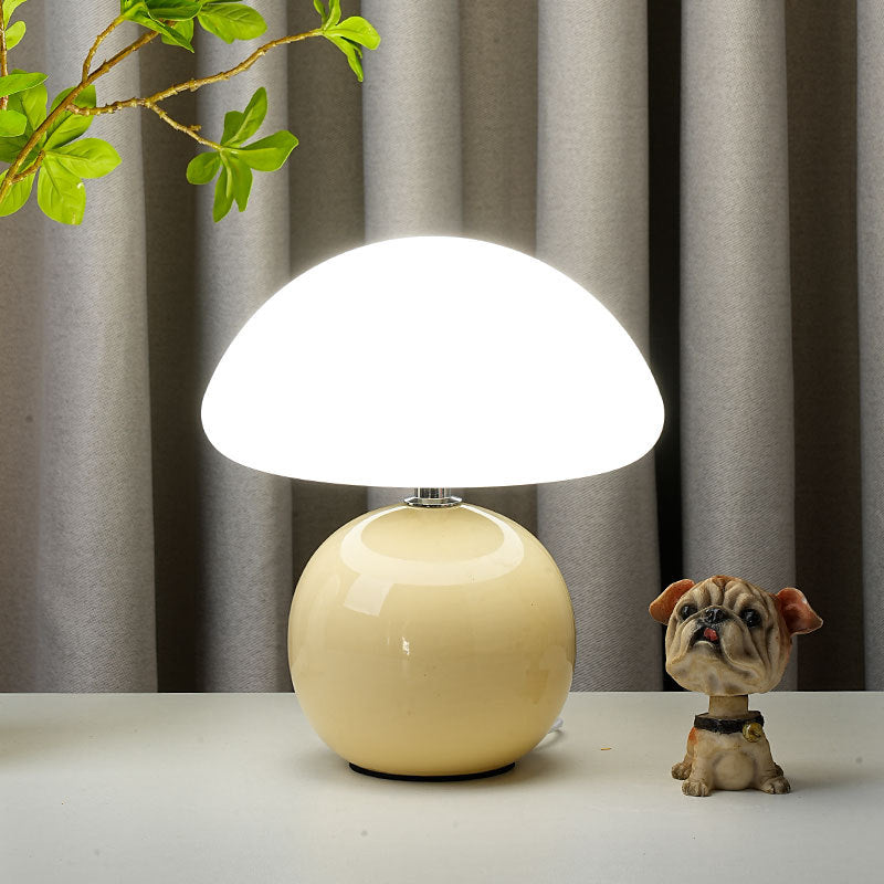 Modern Art Deco Ceramic & Rotational Molding Mushroom-Shaped LED Table Lamp For Bedroom & Living Room Lumendat