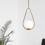 Modern Minimalist Iron & Glass Teardrop 1-Light Pendant Light For Bedroom, Living Room & Dining Room