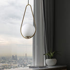 Modern Minimalist Iron & Glass Teardrop 1-Light Pendant Light For Bedroom, Living Room & Dining Room
