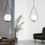 Modern Minimalist Iron & Glass Teardrop 1-Light Pendant Light For Bedroom, Living Room & Dining Room